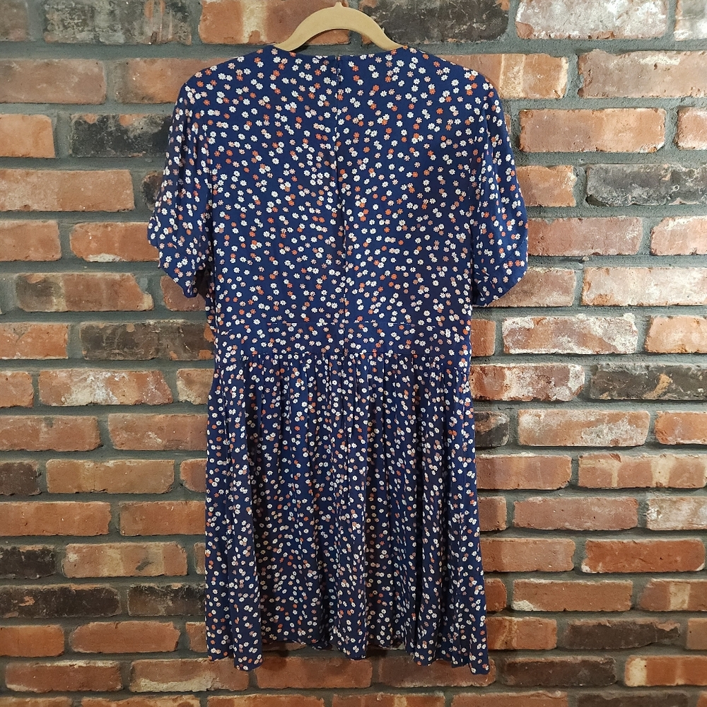 Madewell Tie Sleeve Button-front Mini Dress in Daisy Cottagecore Women's 12 - Picture 9 of 11